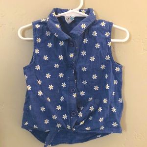 Summer denim button up with daisies